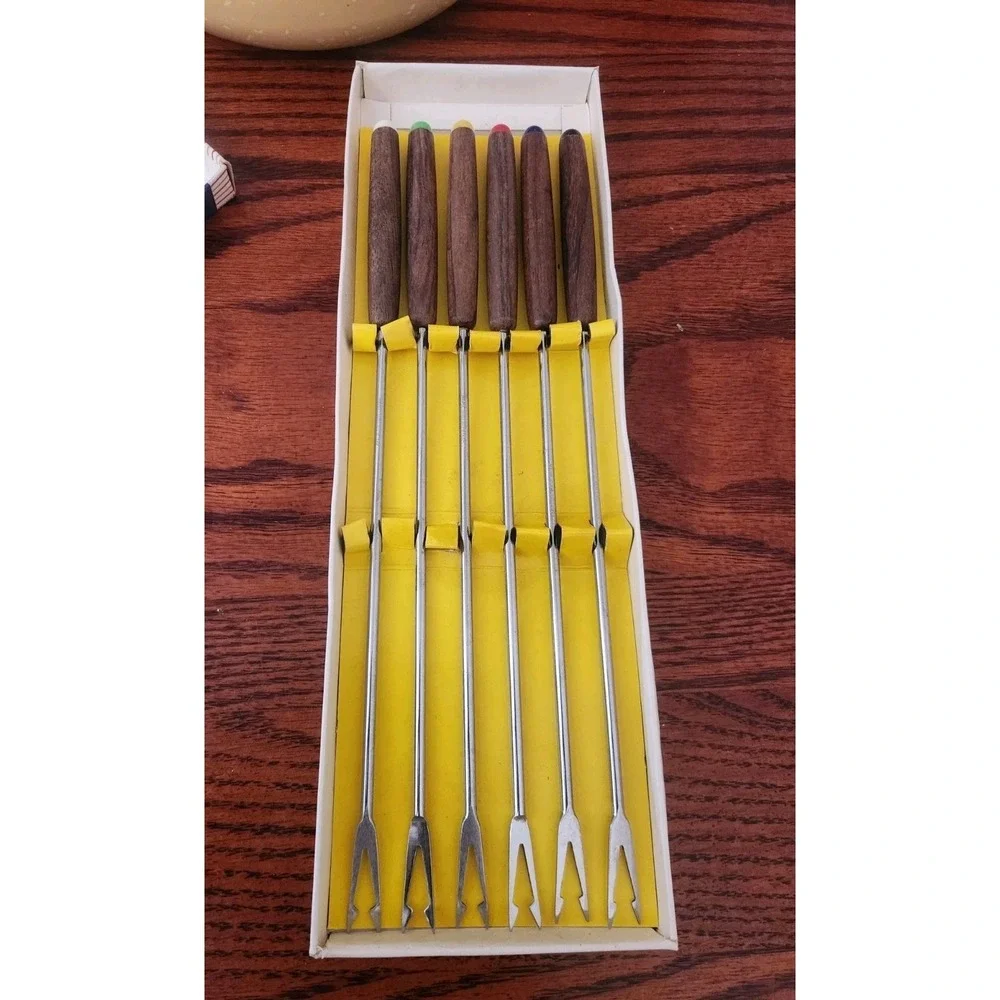 Vintage Oster‎ Harvest Fondue Pot And Set Of Six Forks MCM